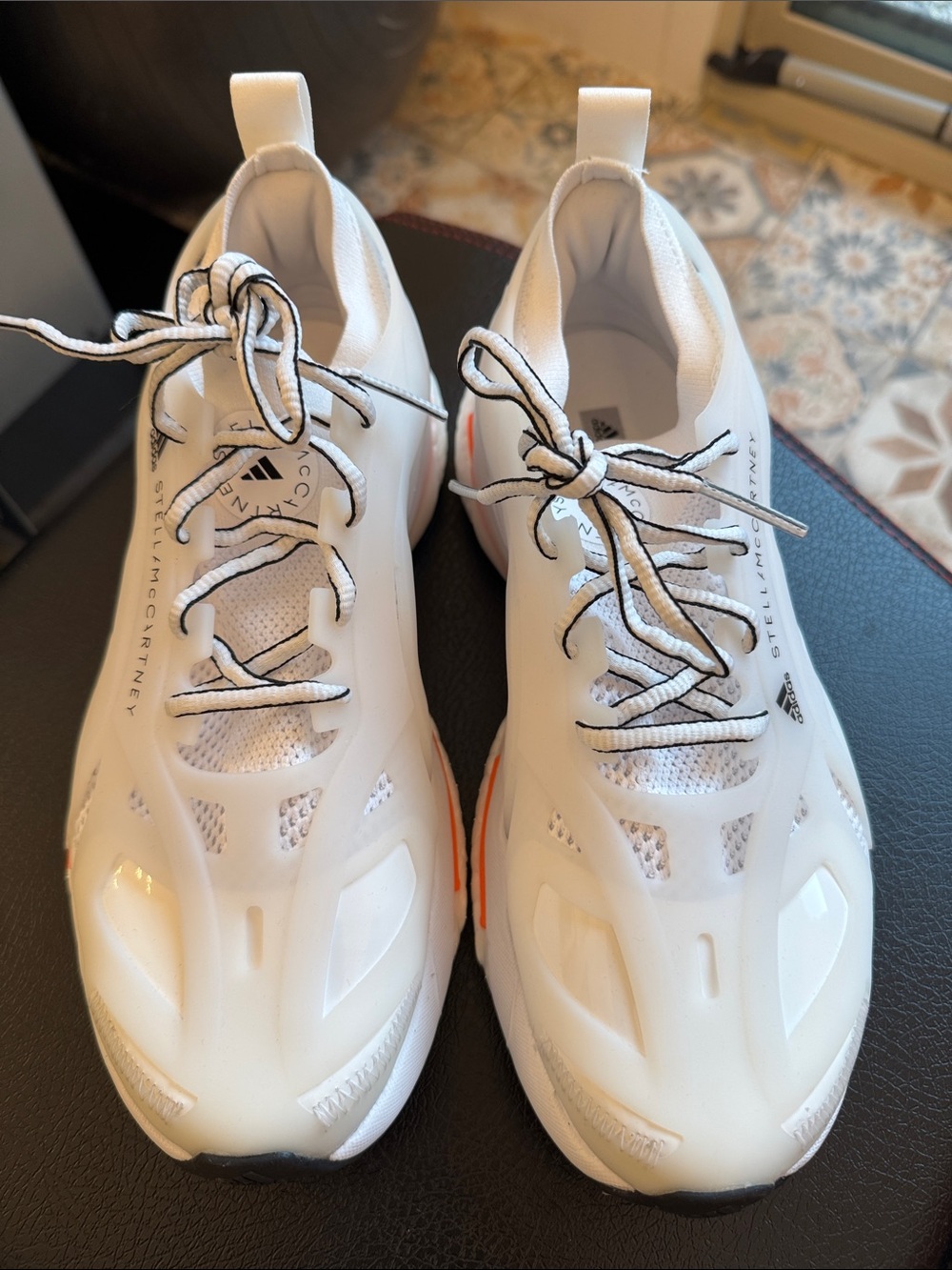 Stella McCartney White Athletic Sneakers with Black-Trim Laces